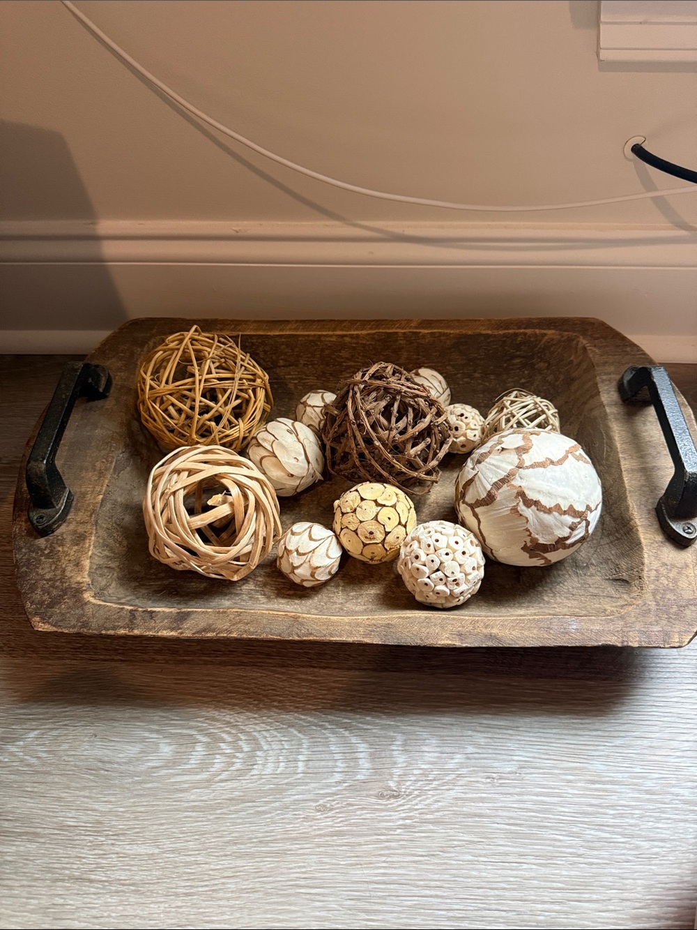 Decorative Natural Rattan and Accent Balls - Neutral Mix